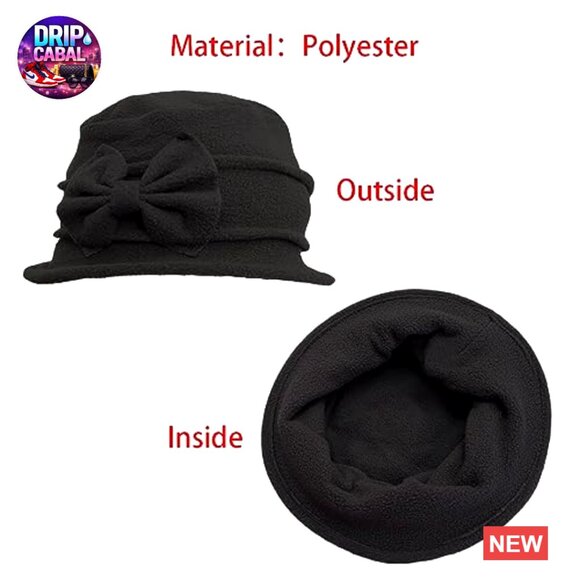 Fleece Beret Hat Classic Winter Bucket Hat French Vintage Floral